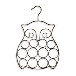 Owl shaped metal hanging scarf organizer
